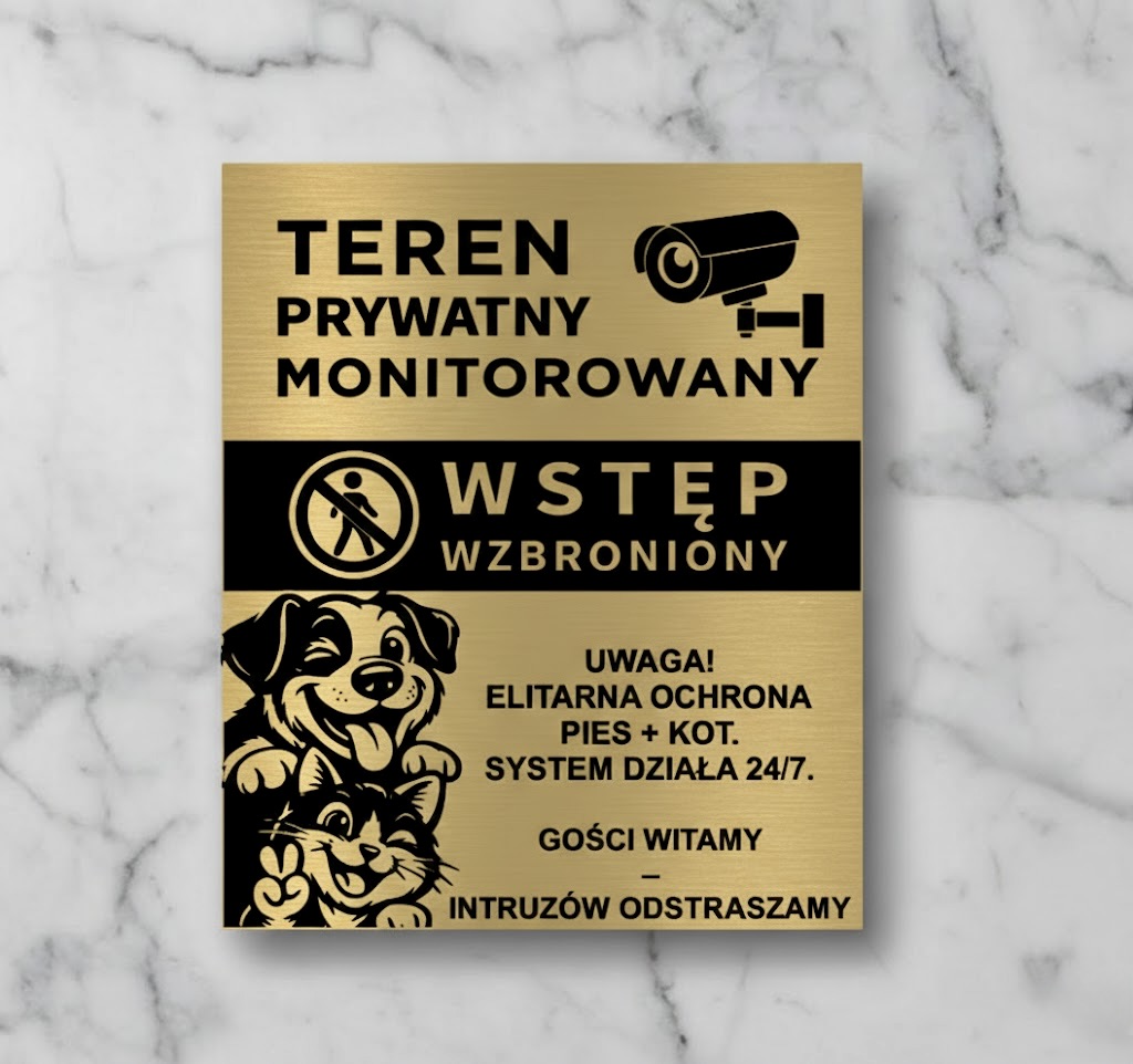 Tabliczka z psem i kotem